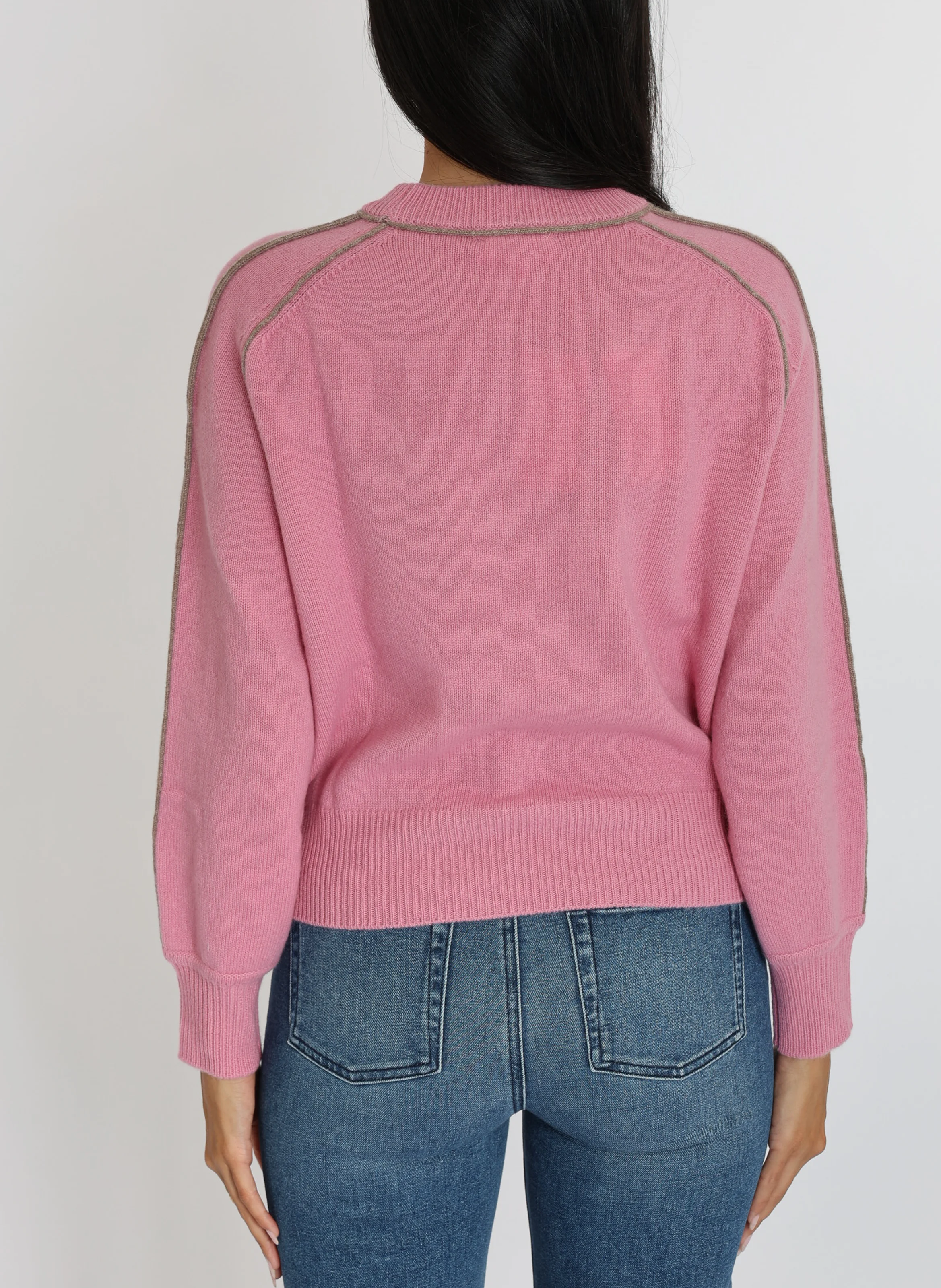 GABBY - Pull droit col rond en laine mélangée | Rose