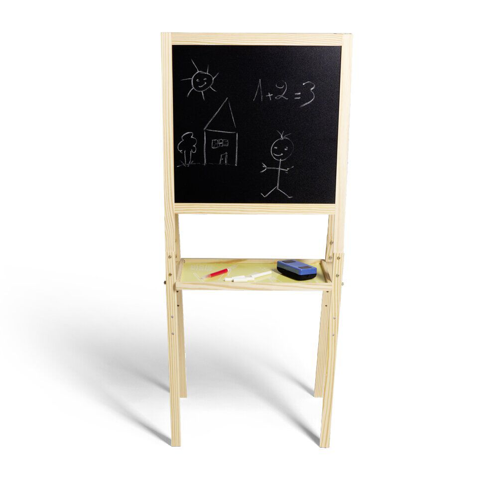 Tableau en bois double face magnétique et craie avec accessoires