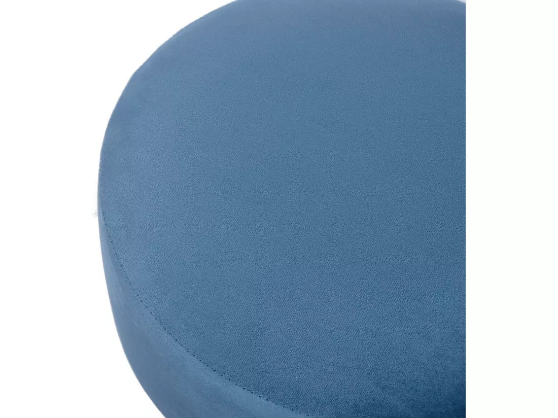 Tabouret Rembourré Pouf en Velours Bleu pour Salon Chambre à Coucher
