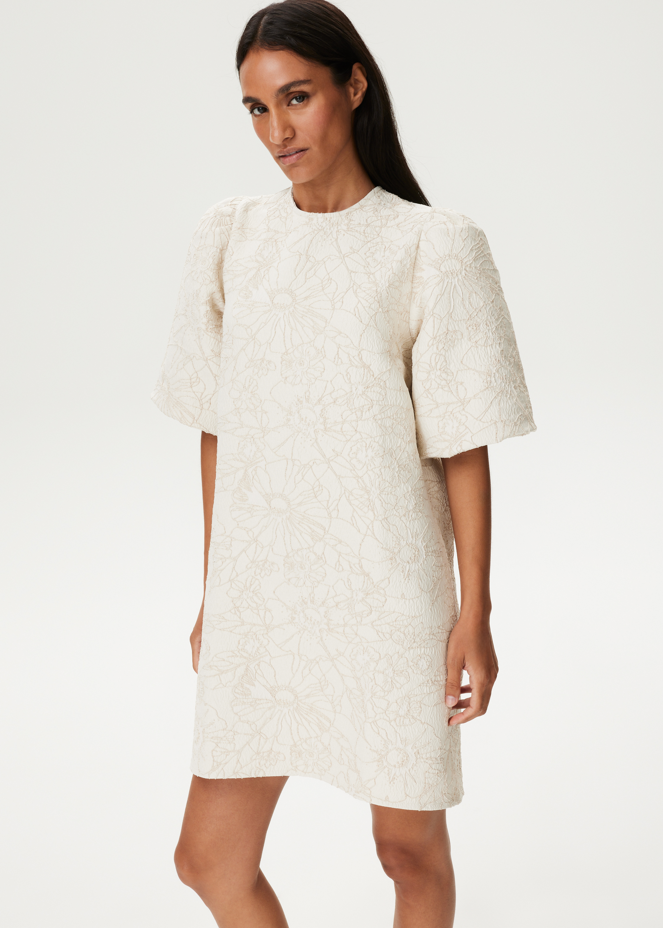 Jacquard bloemen jurk