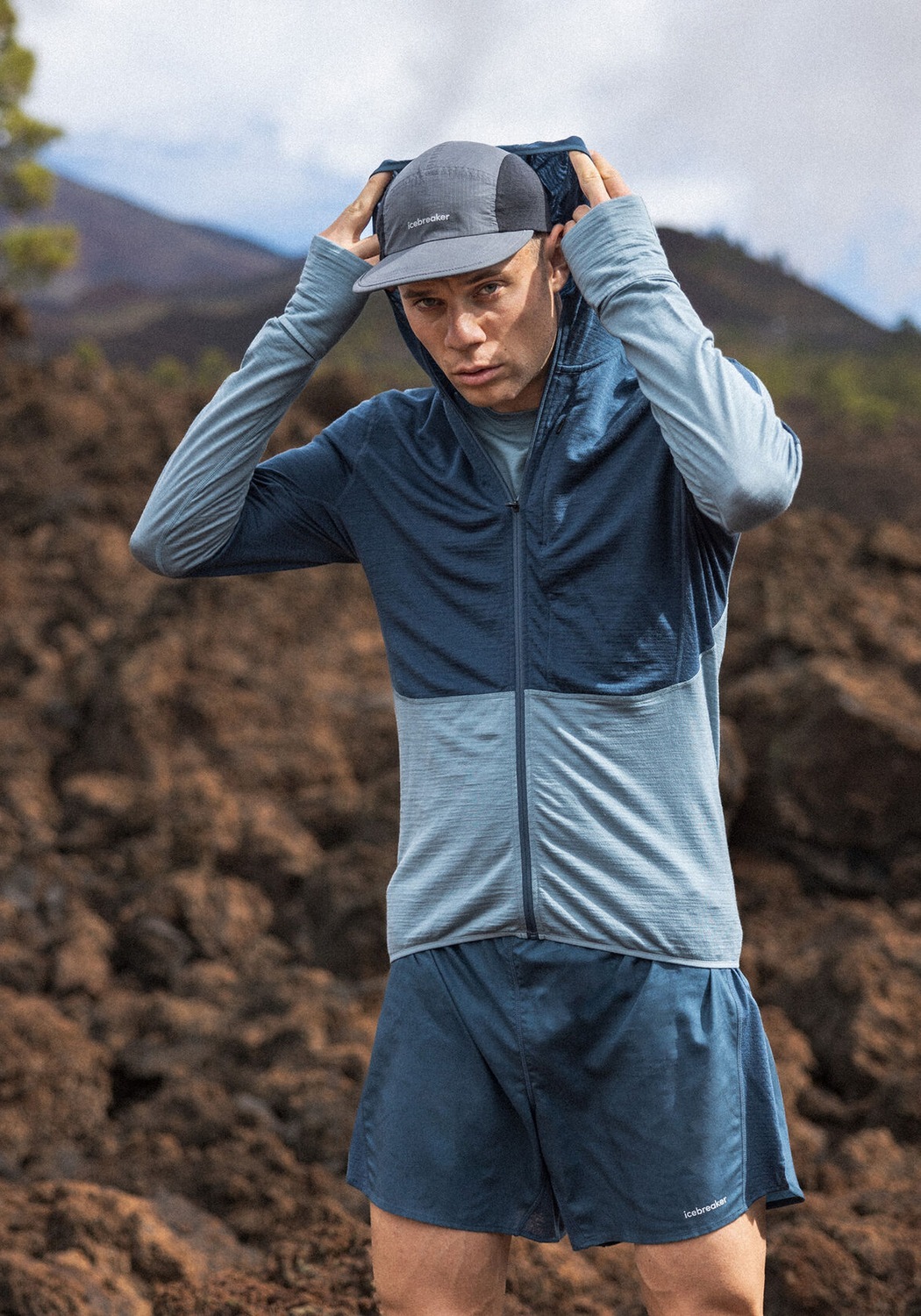 Icebreaker Herren-Zip-Hoodie Mer 200 Realfleece™ Descender Abyss/Blue Ash/CB