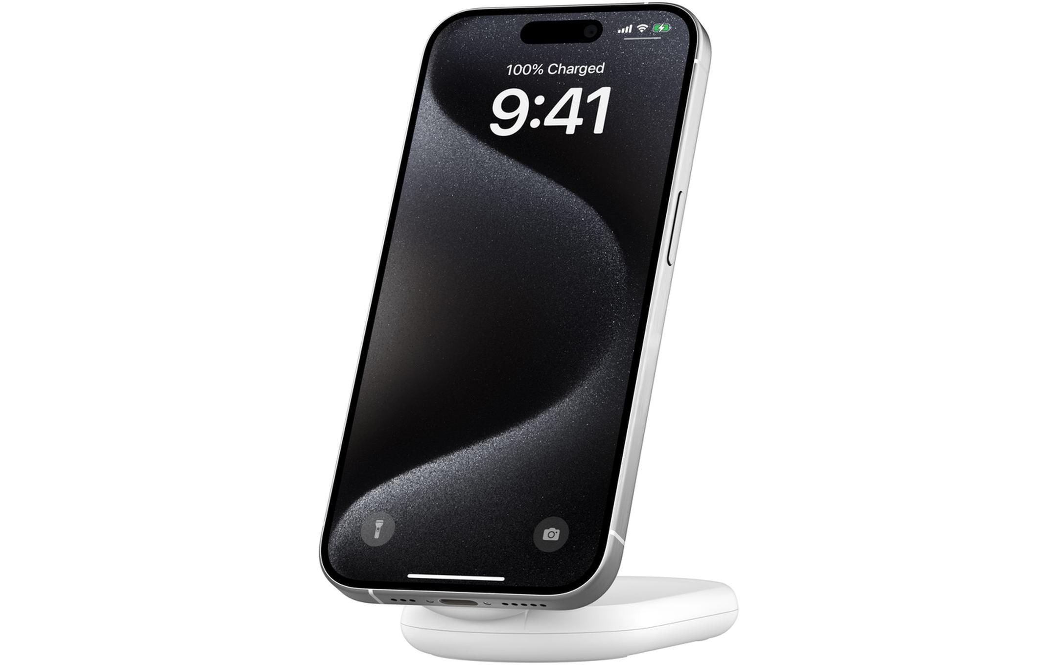 Wireless Charger Boostcharge klappbar Weiss inkl. NetzteilVerstellbare kabellose magnetische Ladestation mit Qi2