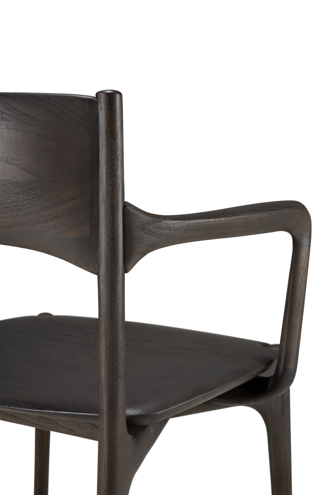 Eetkamerstoel PI met armleuning teak donkerbruin
