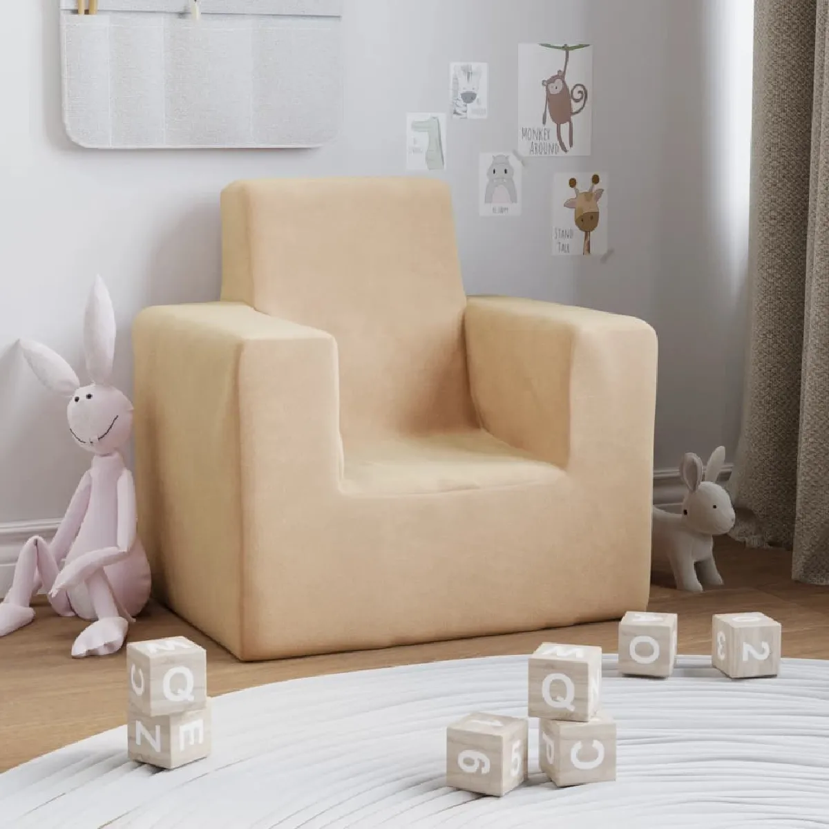 vidaXL Canapé enfants crème peluche