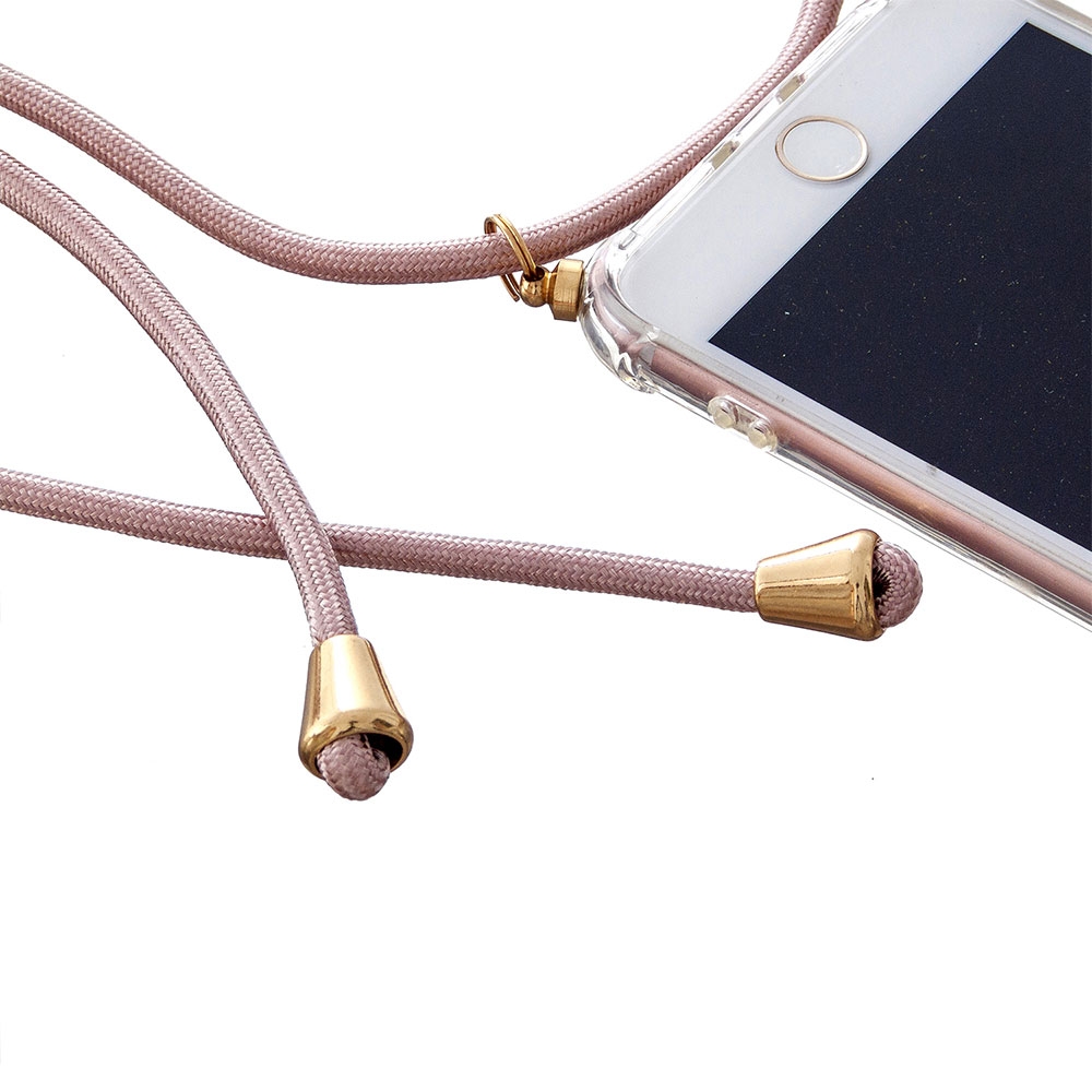 iPhone 6 / 6S Necklace Gummi Hülle Air Cushion Fallschutz   Handykette (150cm) - Rosa / Gold