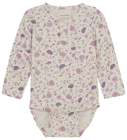Minymo Body L/æ - Eierlikör/Rosa m. Blumen