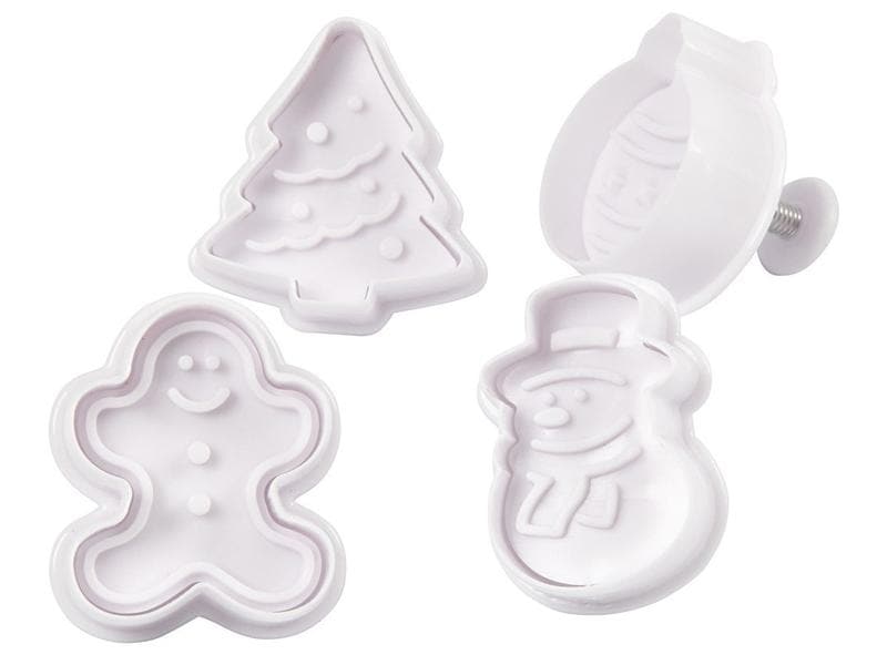 Creativ Company Guetzli-Ausstecher Winter 4 Stück, Weihnach Weihnachtsausstecher mit Stempelgriff