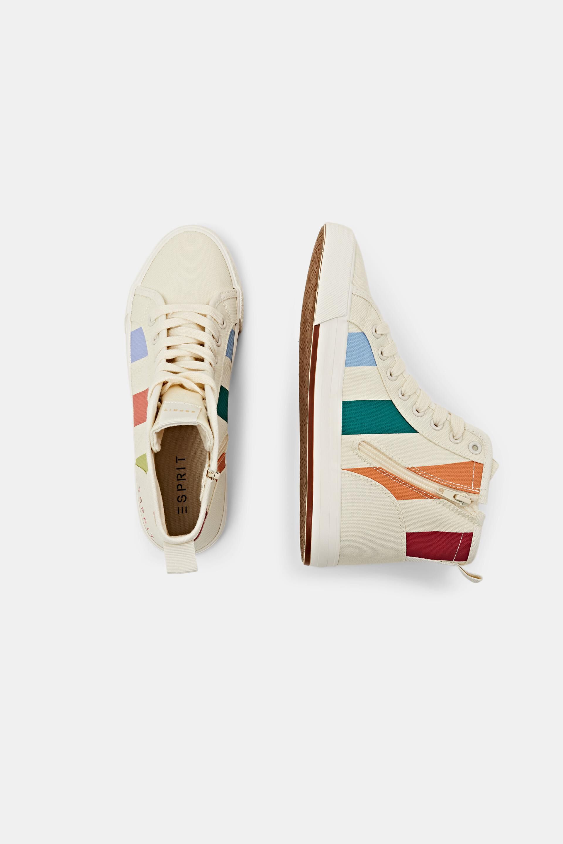 Sneakers montantes à rayures en toile