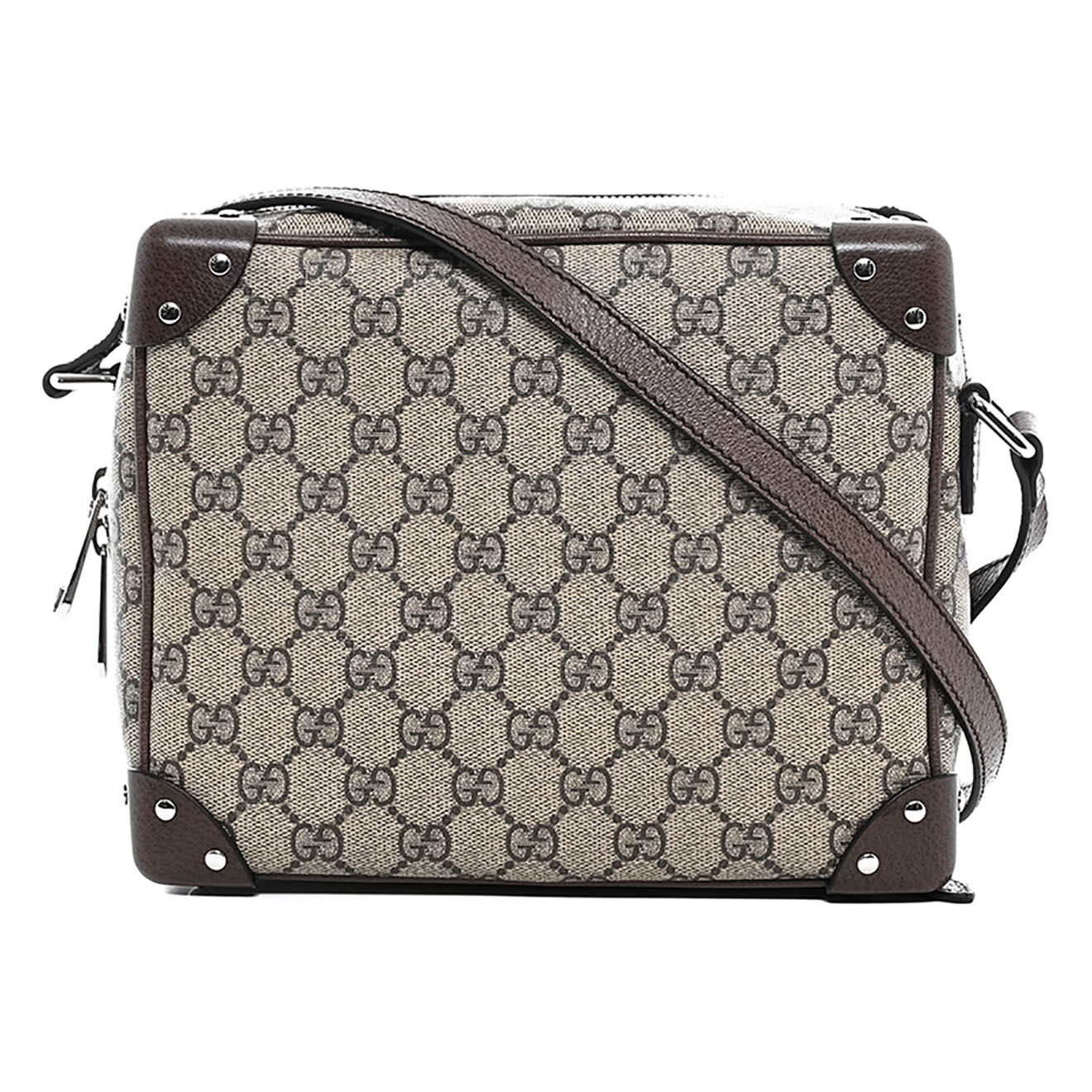 Gucci Sac bandoulière Trunk en Toile & Cuir Monogramme beige - Neuf sans étiquette - L.23 cm