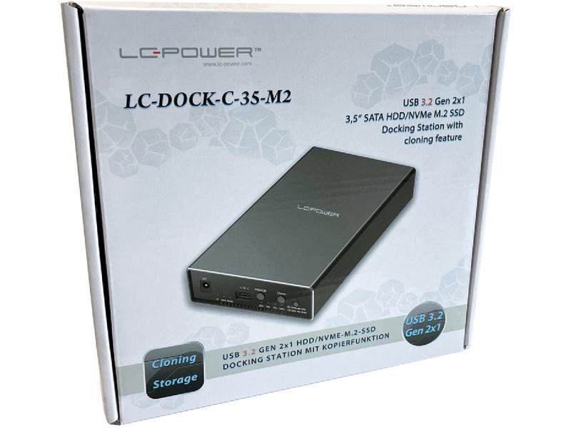 LC-Power Dockingsstation LC-DOCK-C-35-M2 Externes Gehäuse mit Klonfunktion für jeweils eine 3.5