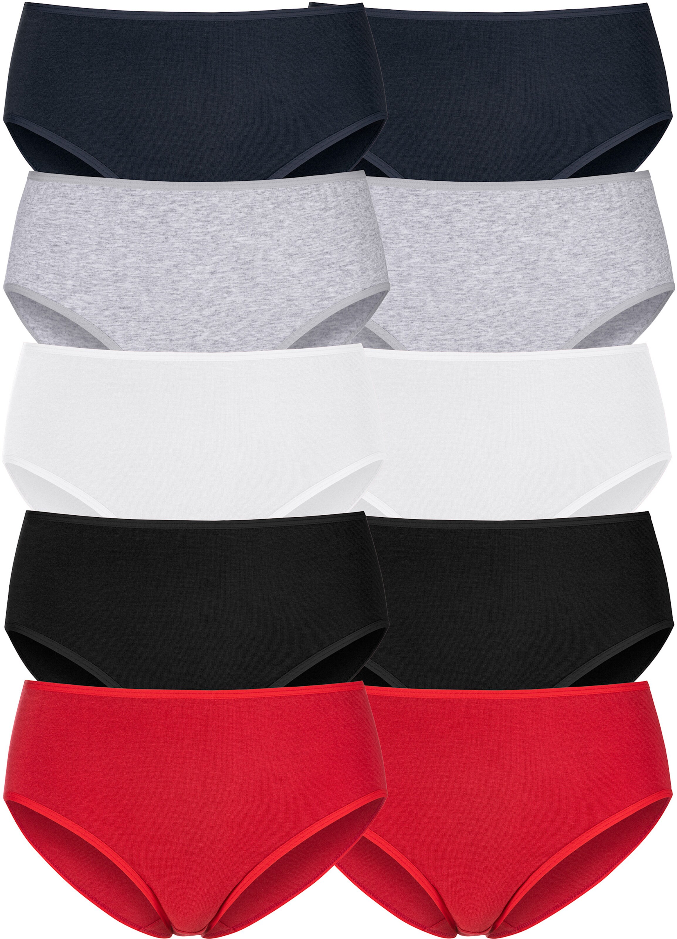 petite fleur Hüftslip in rot, schwarz, weiß, grau-meliert, navy