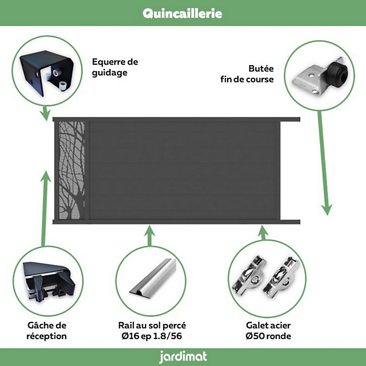 Portail Jardimat coulissant motorisé aluminium Frejus noir - 350 x h.170 cm