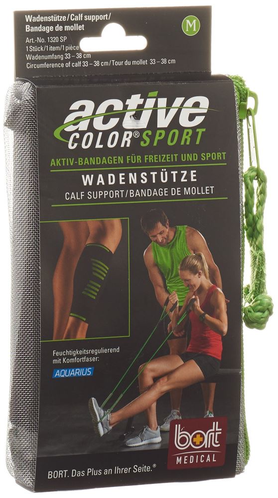 BORT ActiveColor Sport Wadenstütze M schwarz/grün 1 Stk