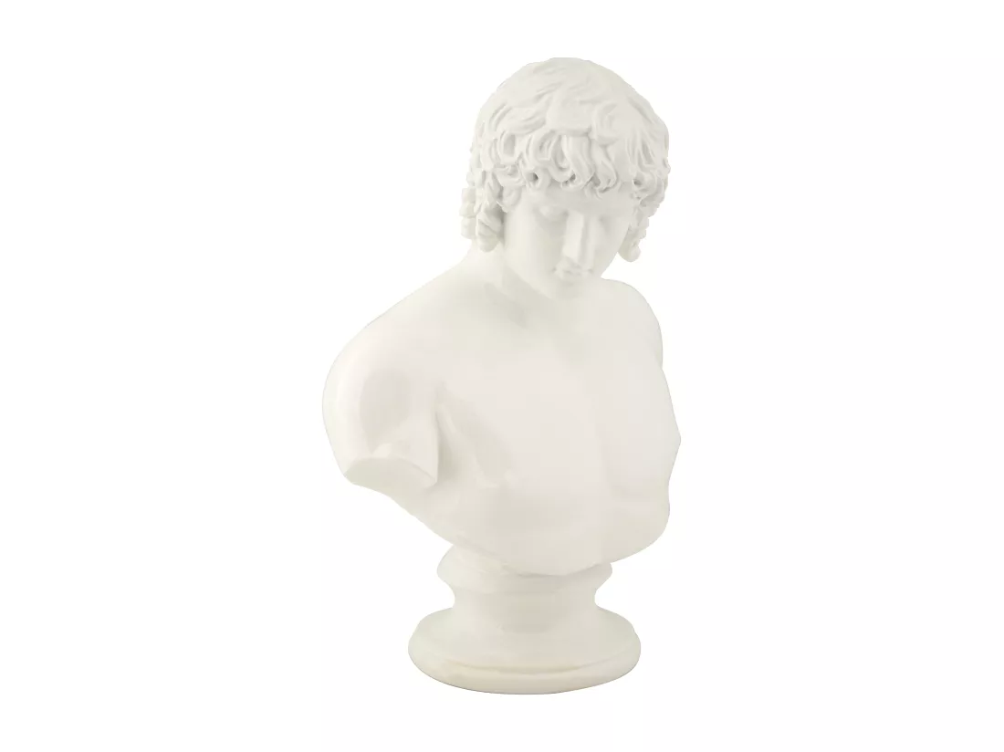 Sculpture élégante de buste blanc représentant un centurion, 18,2x12,8x25 cm - Décoration inspirée de l'art Renaissance