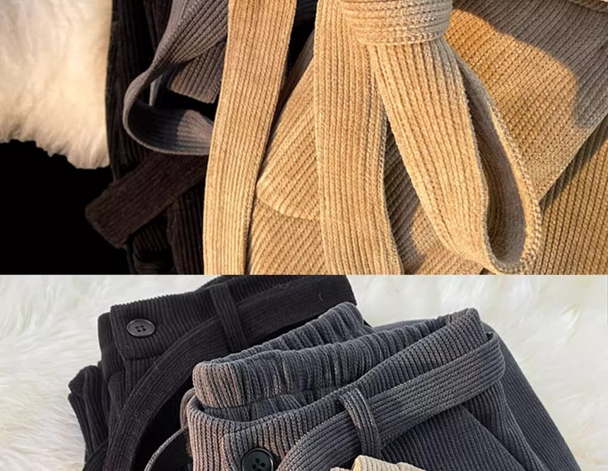 emeisa - Elastische taille, fleecegevoerde corduroy broek met wijde pijpen