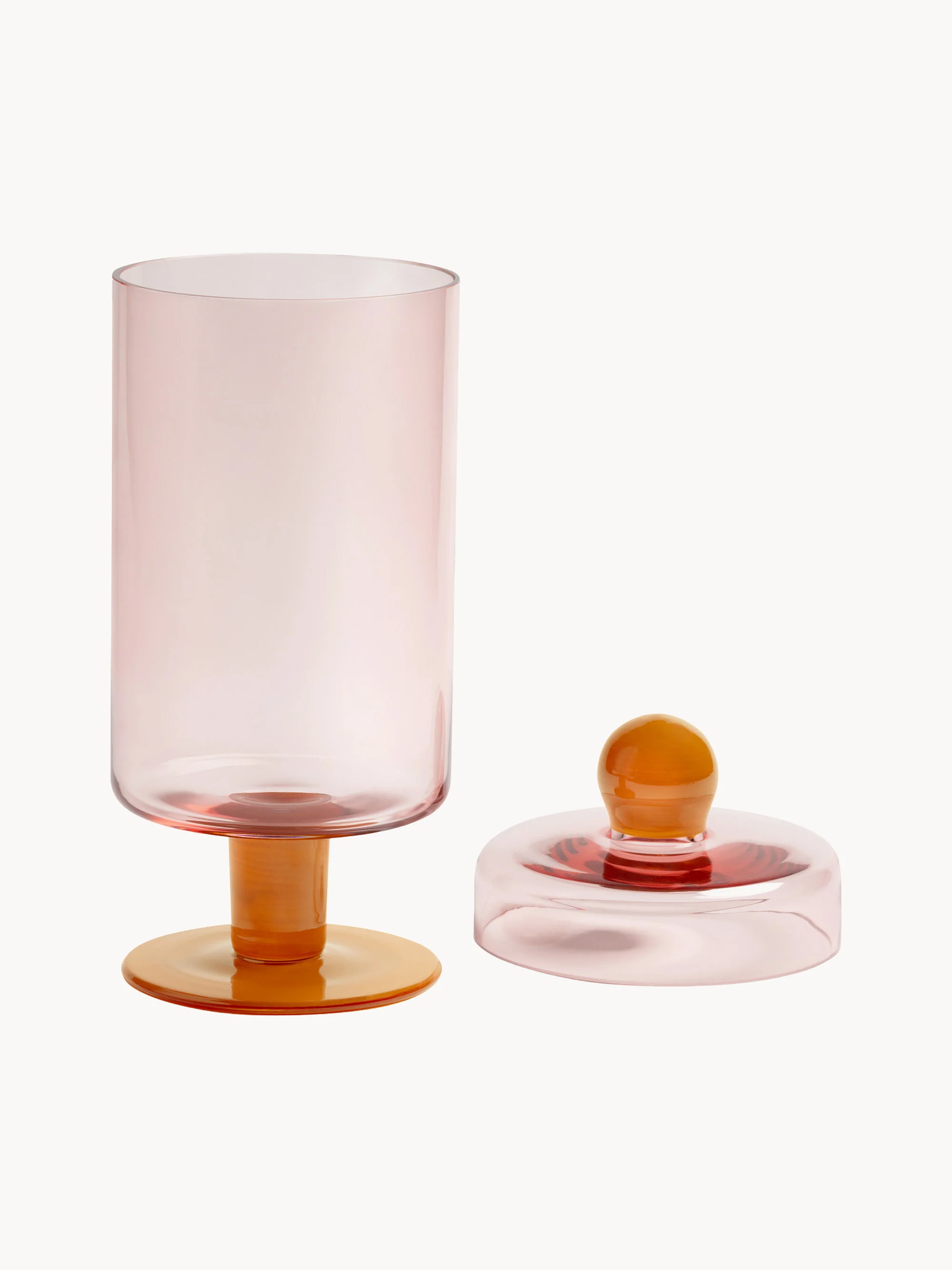 Handgemaakte hoge glazen opbergpot Duo