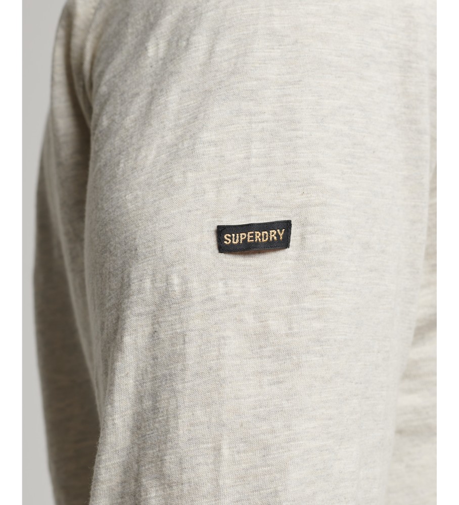 Camiseta de manga comprida bege Superdry em malha texturizada