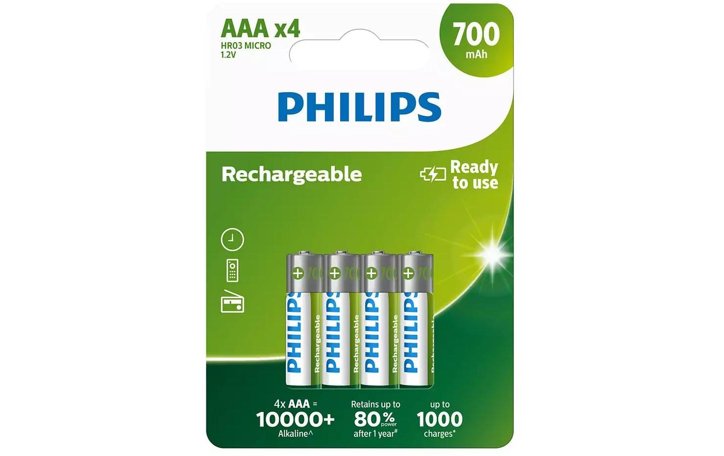 Akku Rechargeable NiMH AAA 700 mAh, 4 StückAAA-Akkus im 4er-Pack