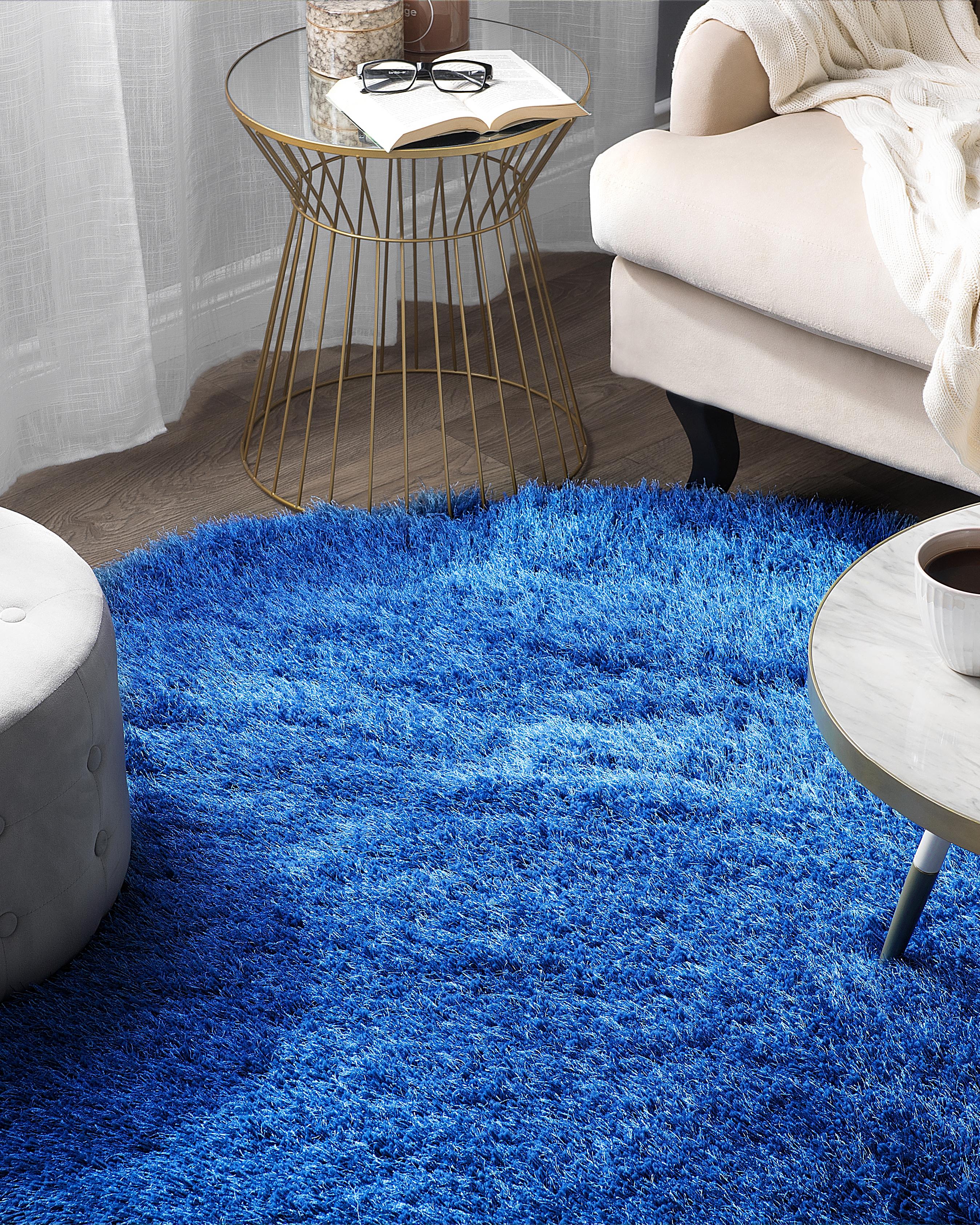Hoogpoligvloerkleed CIDE Blauw ø 140 cm