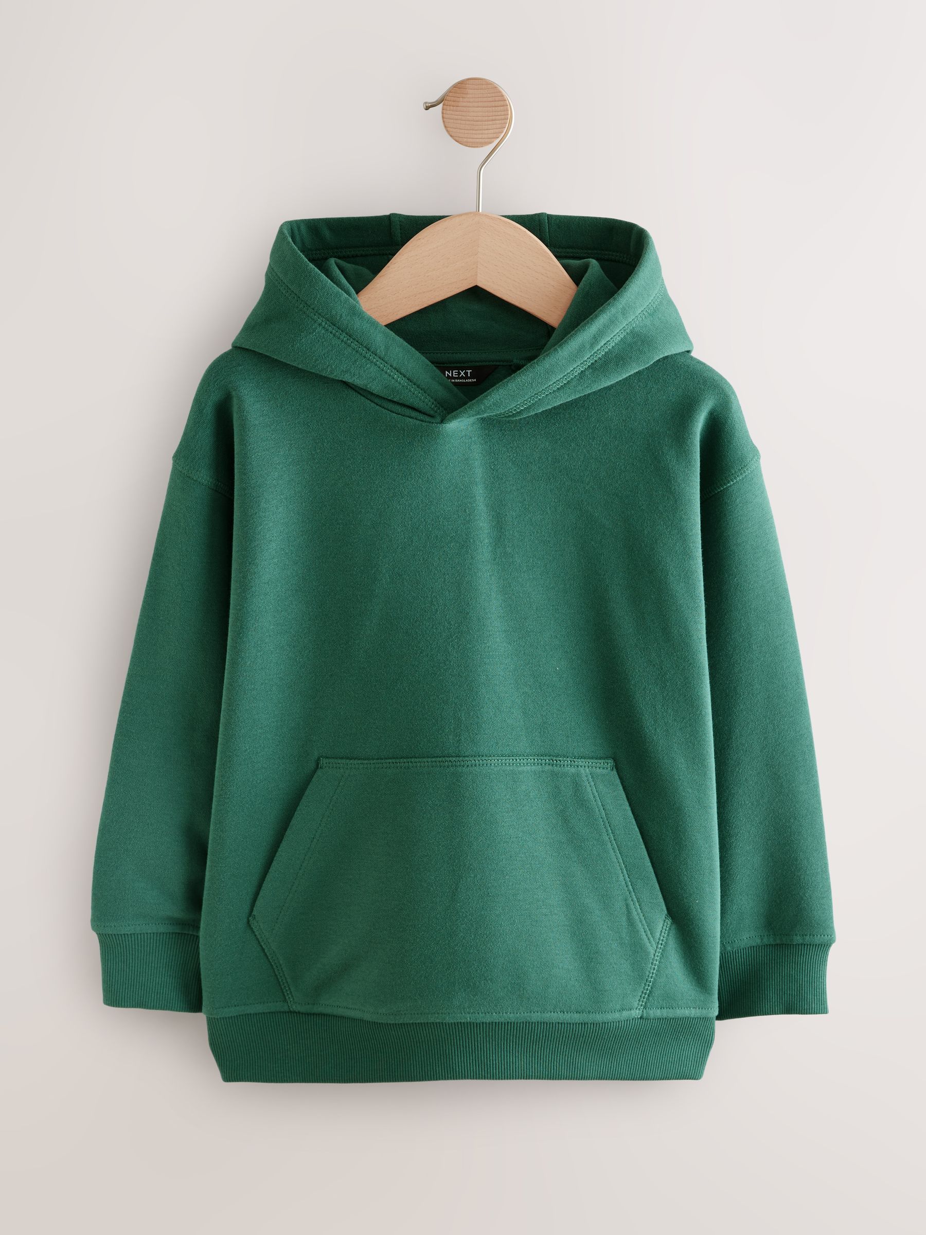 Groen - Effen jersey hoodie (3-16 jr)