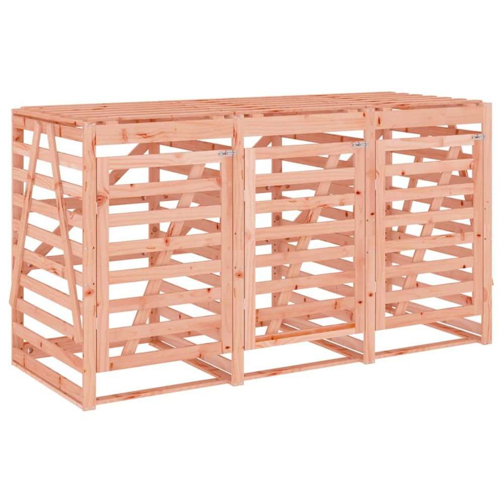Abri pour poubelle triple sur roulettes bois massif douglas