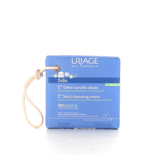 Crème lavante solide Uriage Bébé - Savon surgras corps et visage
