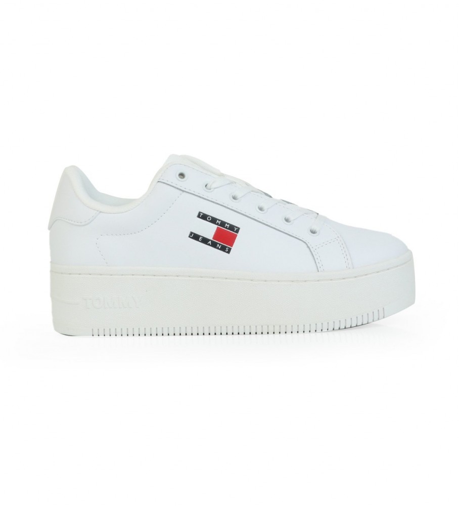 Tênis Tommy Jeans Ess de couro branco com plataforma