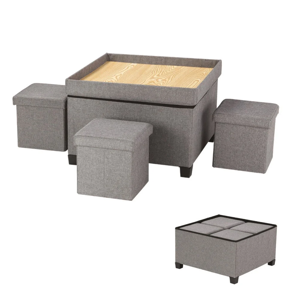 Coffre/Table et 4 poufs de rangement