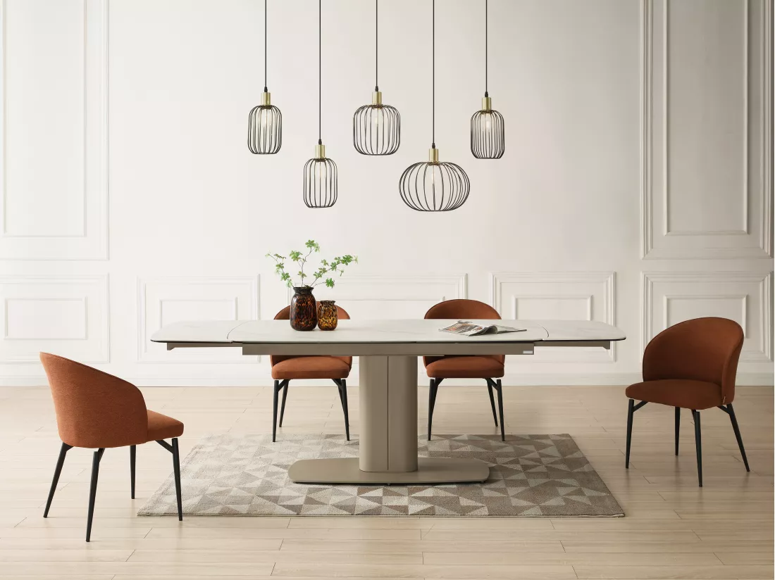 Lustre industriel en métal - 5 abat-jours - L. 110 x H.125 x P. 30 cm - Noir - FATICK