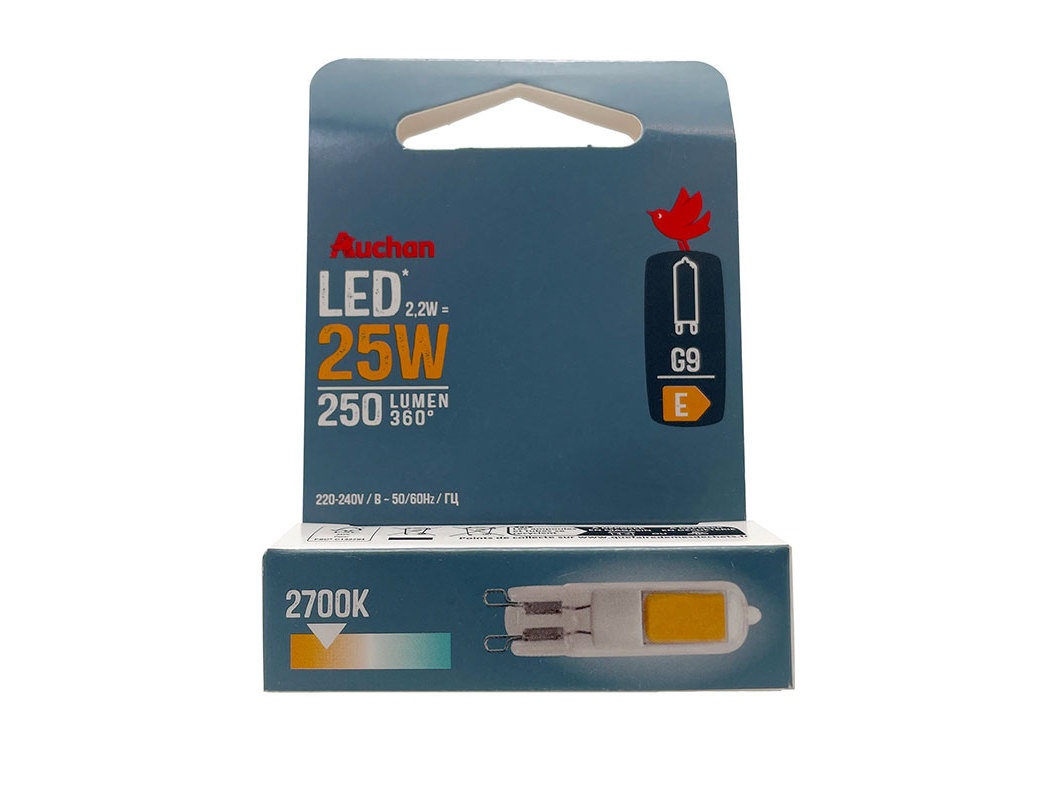 LÂMPADA LED AUCHAN G9 25W LUZ AMARELA