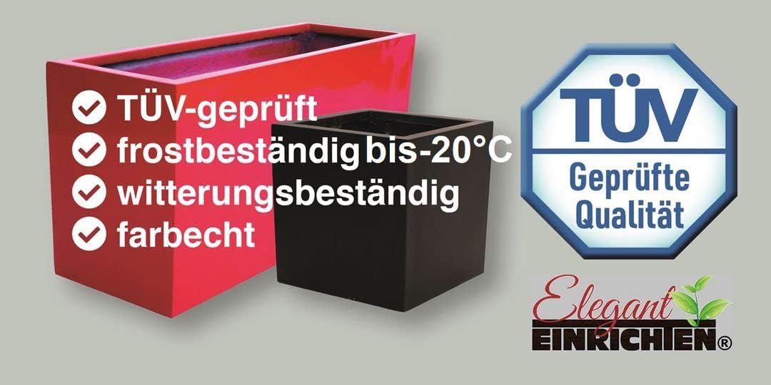 Elegant Einrichten Blumenkübel Fiberglas anthrazit metallic quadratisch 60x60x60cm