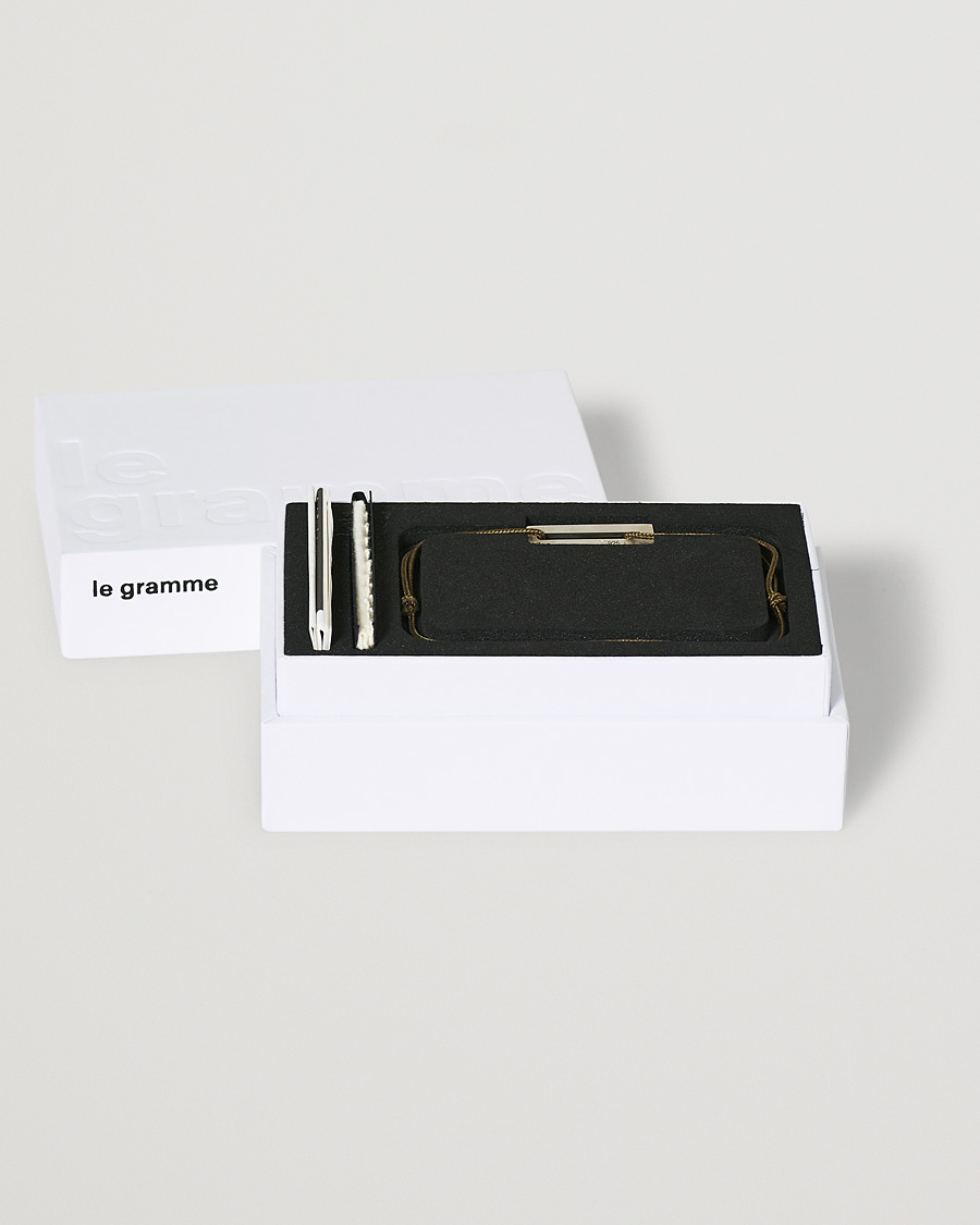 LE GRAMME Cord Bracelet Le 17/10 Khaki/Sterling Silver