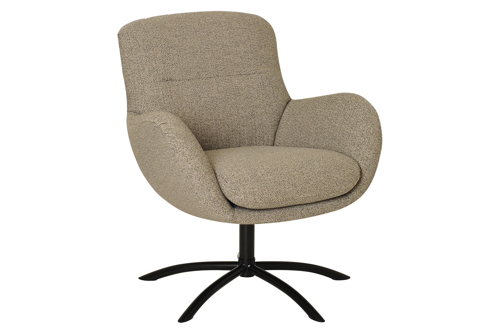 Hanna hvilestol I tekstil Moulin 10 brown grey med sving og sort understell.