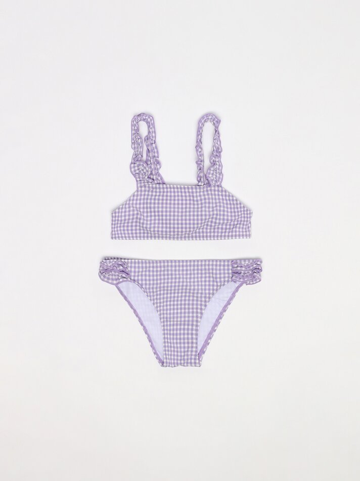 Conjunto de biquíni de 3 peças e elástico de cabelo - Lilás