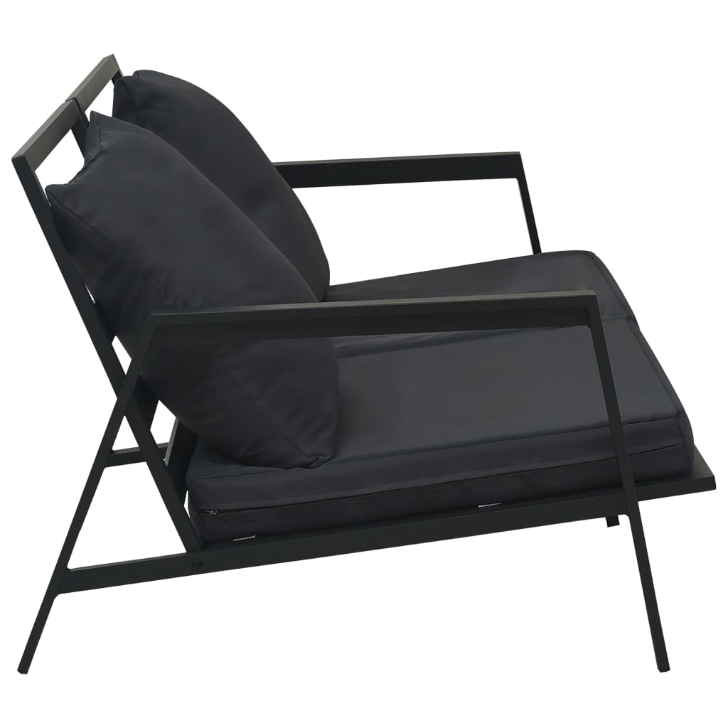 Salon de jardin meuble d'extérieur ensemble de mobilier 4 pièces avec coussins aluminium gris foncé