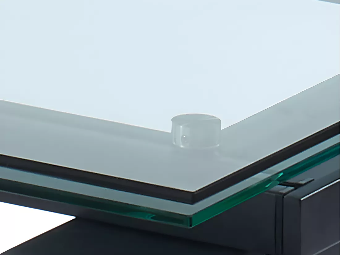 Table à manger extensible LUBANA - Verre trempé & métal - Noir - 8 à 10 personnes