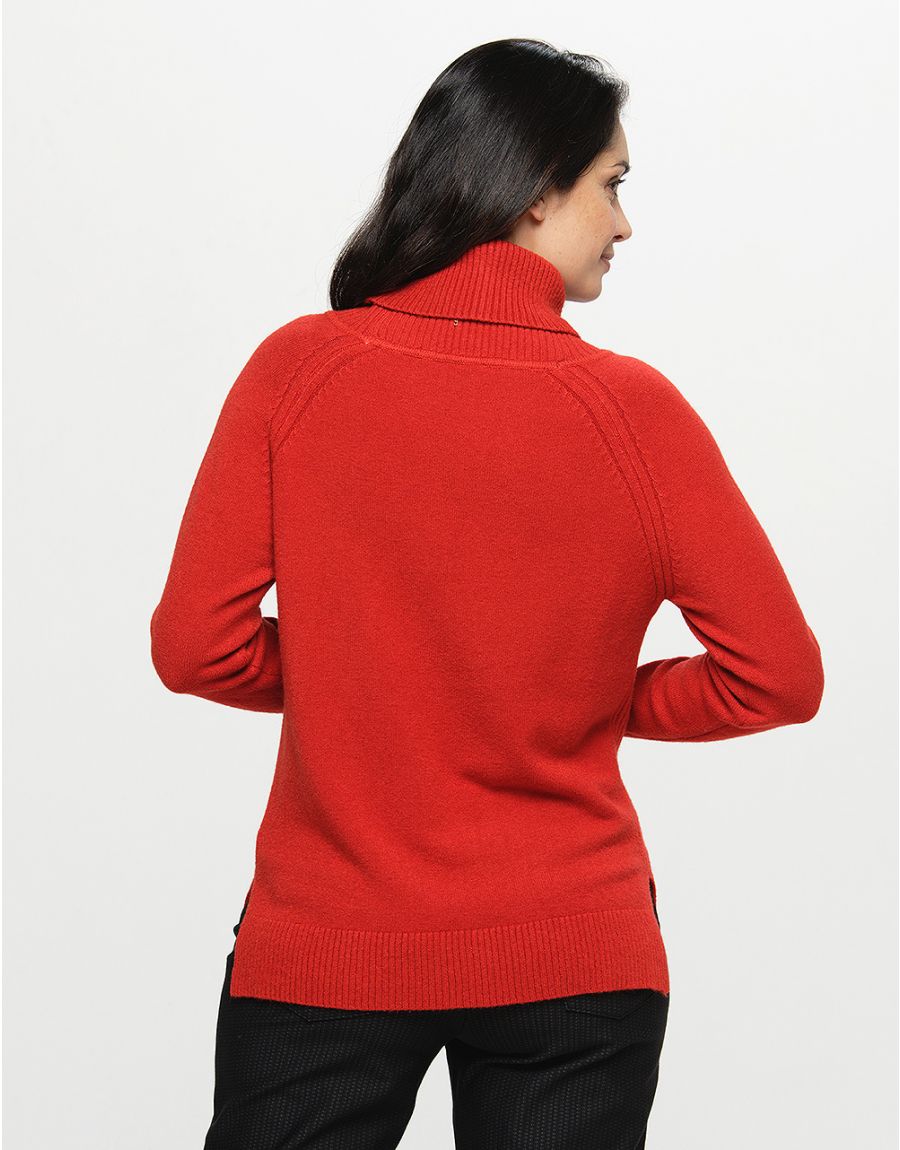 Pull col roulé paprika