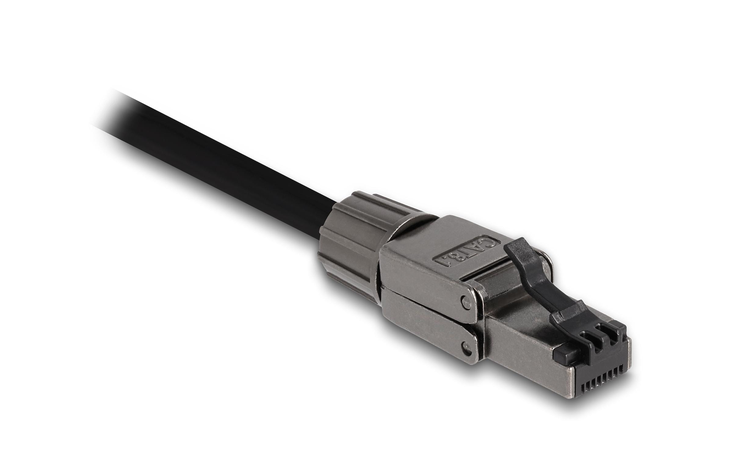 Stecker RJ45 Cat.8.1 STP, werkzeugfrei 1 Stück, GrauDelock RJ45 Stecker Cat.8.1 STP werkzeugfrei