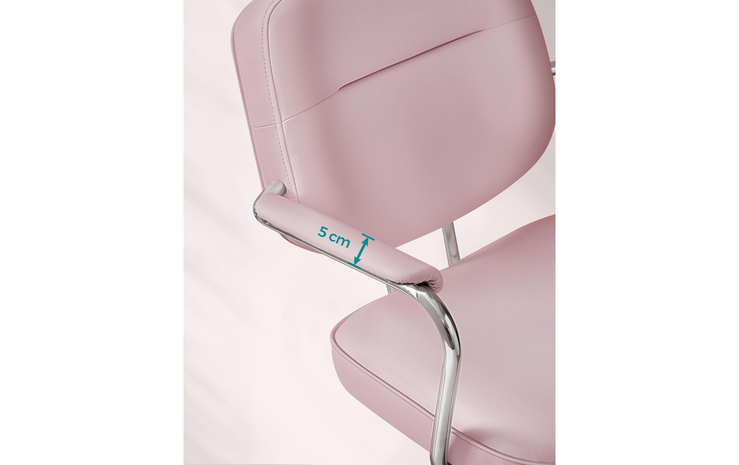 Bürostuhl mit Polsterrücken und Armlehnen, Rosa<br>Drehstuhl mit gebogenem Sitz