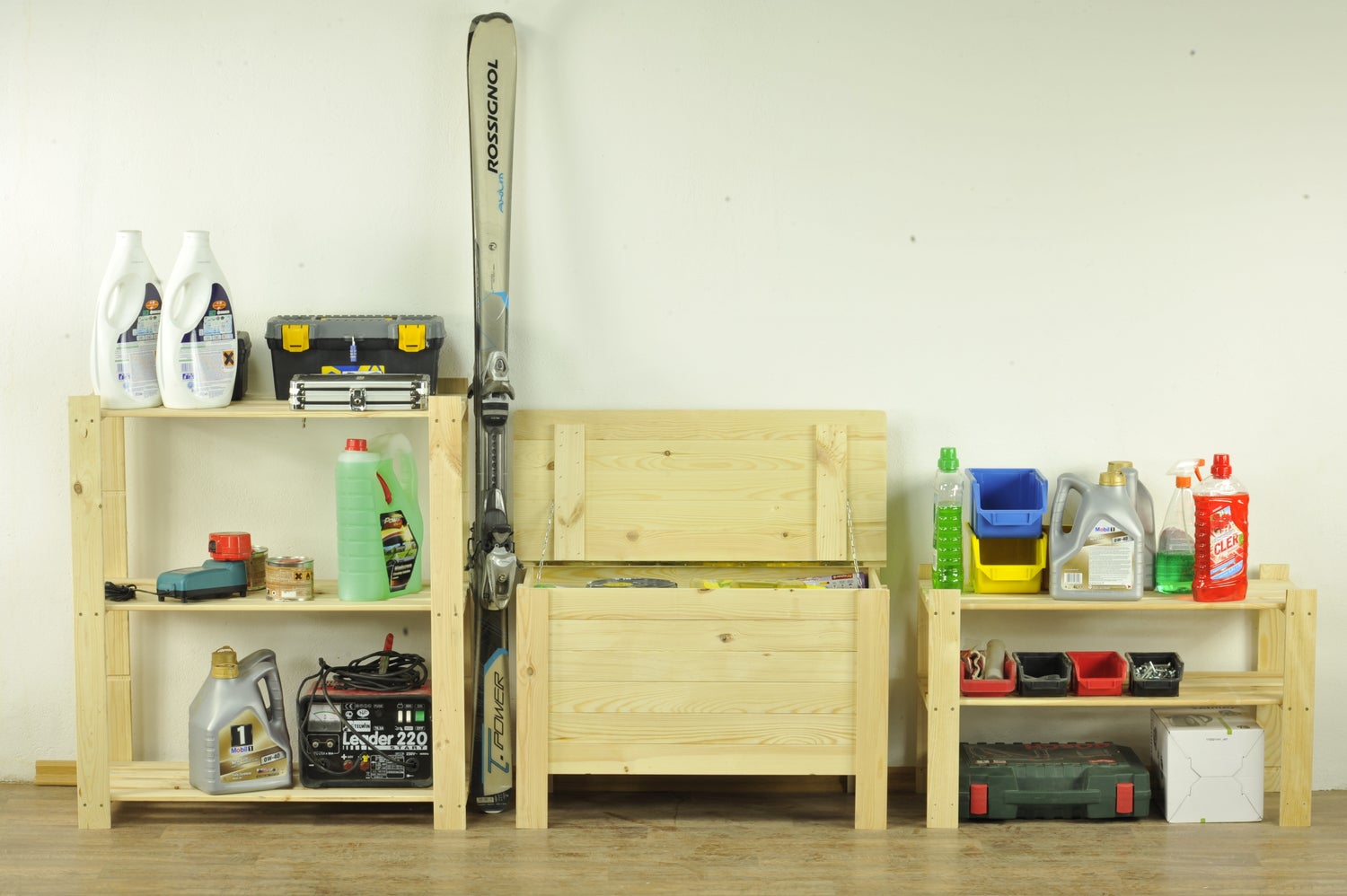 PROREGAL Pinepeak Houten Plank HxBxD 50 x 170 x 28 cm 2 Planken 1,2 cm Dik Dennenhout Grijs