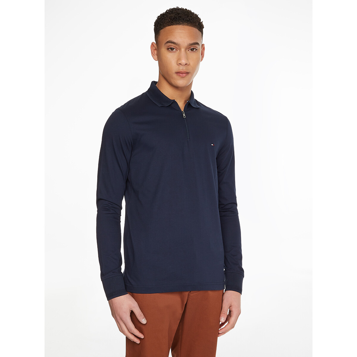 TOMMY HILFIGER<br>Camisa polo slim de manga comprida com gola de zíper
