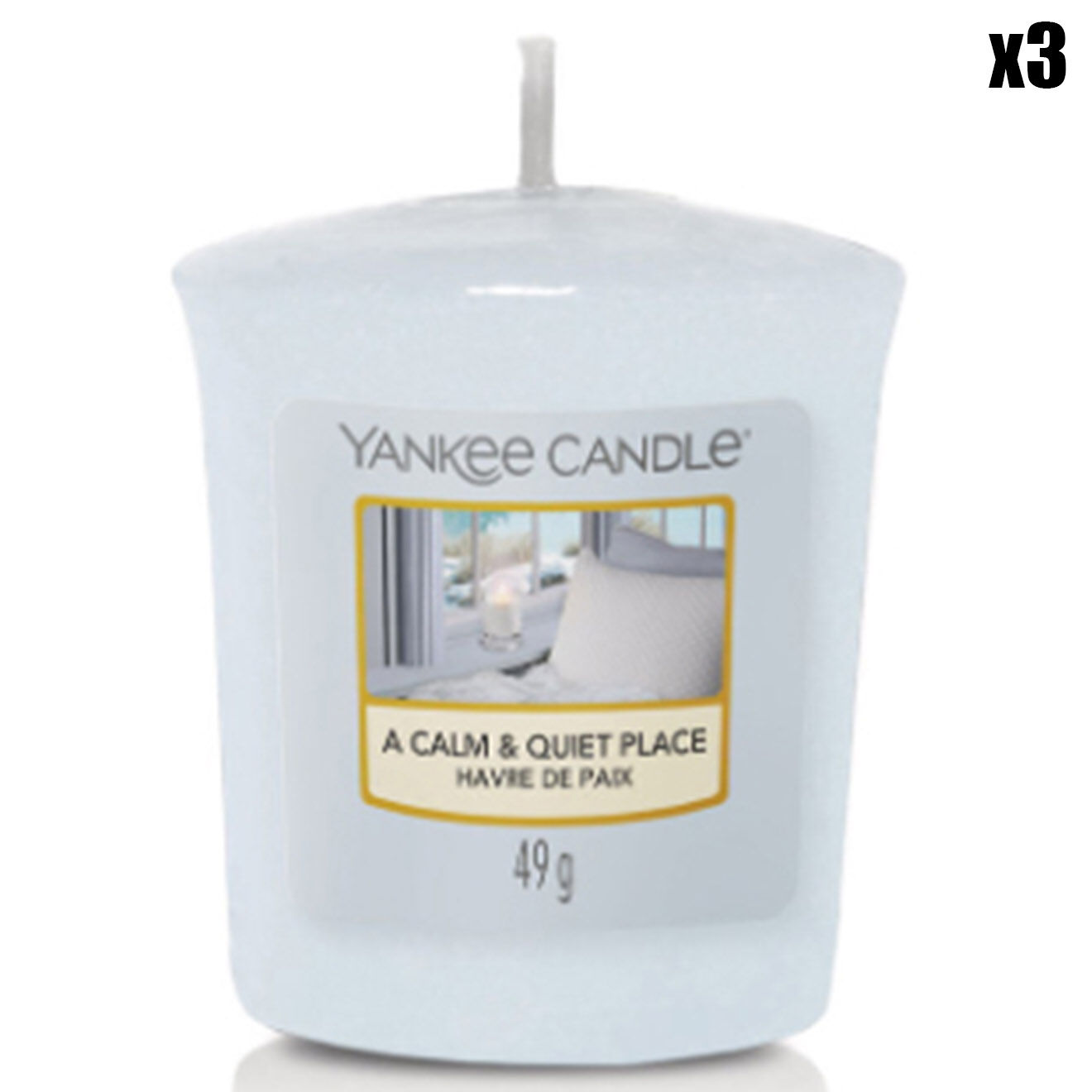 Yankee Candle 3 Bougies parfumée votive Havre de paix - 15h