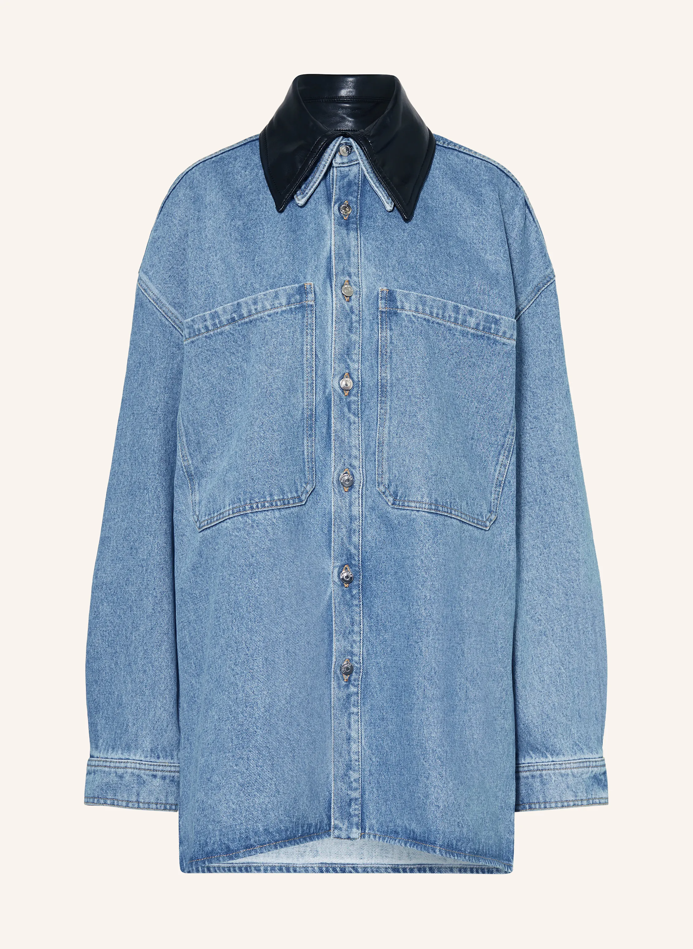 Nanushka Oversized-Jeansjacke BEAUX mit abnehmbarem Kragen