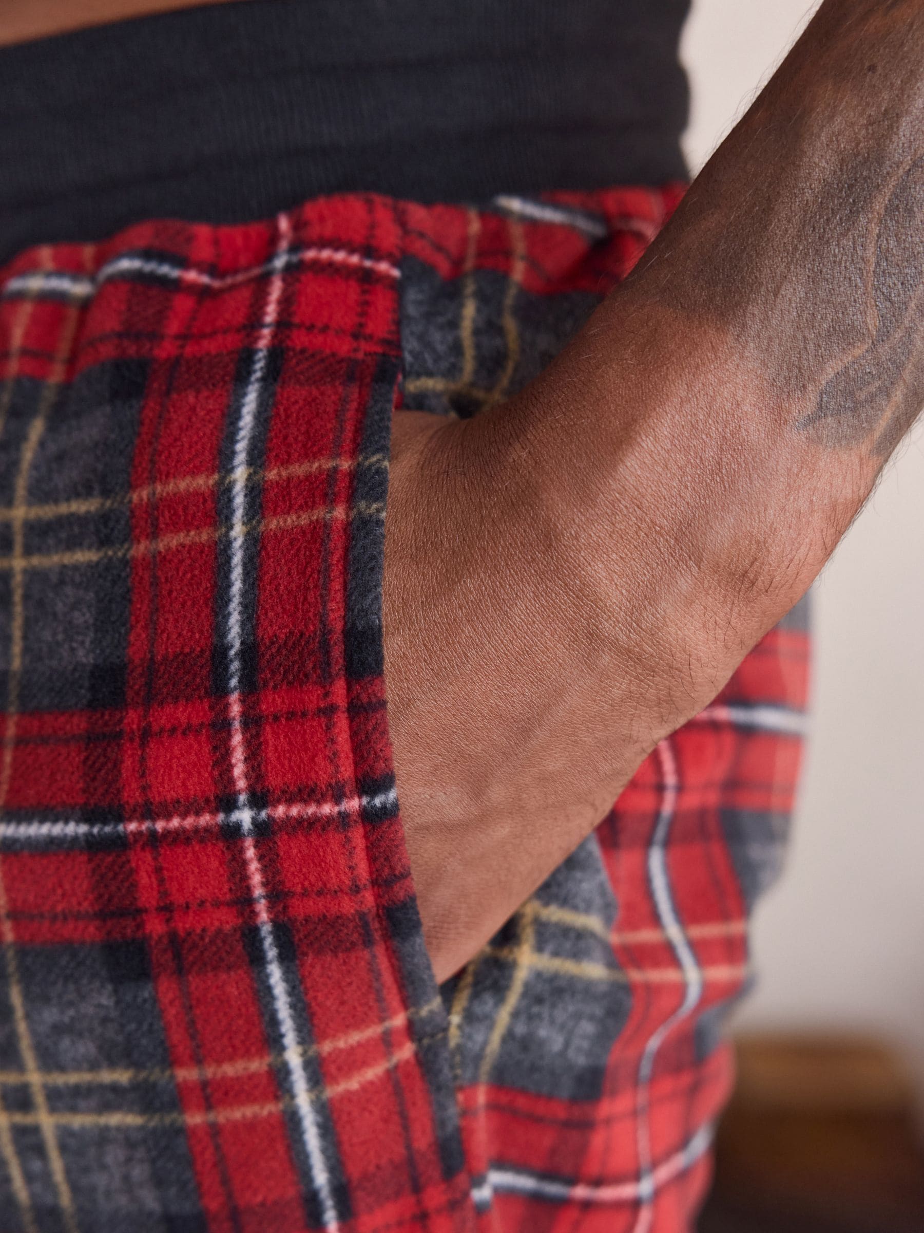 Rood met Schotse ruit - Thermische fleece pyjama's met ruit