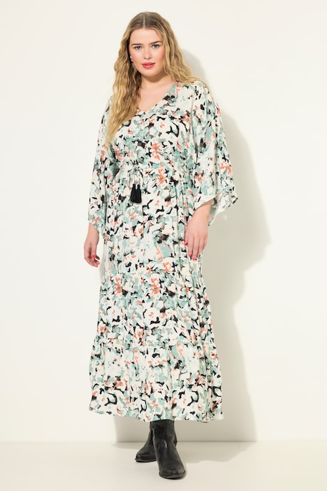 Maxikleid, A-Line, Kimono-Style, Flower-Print