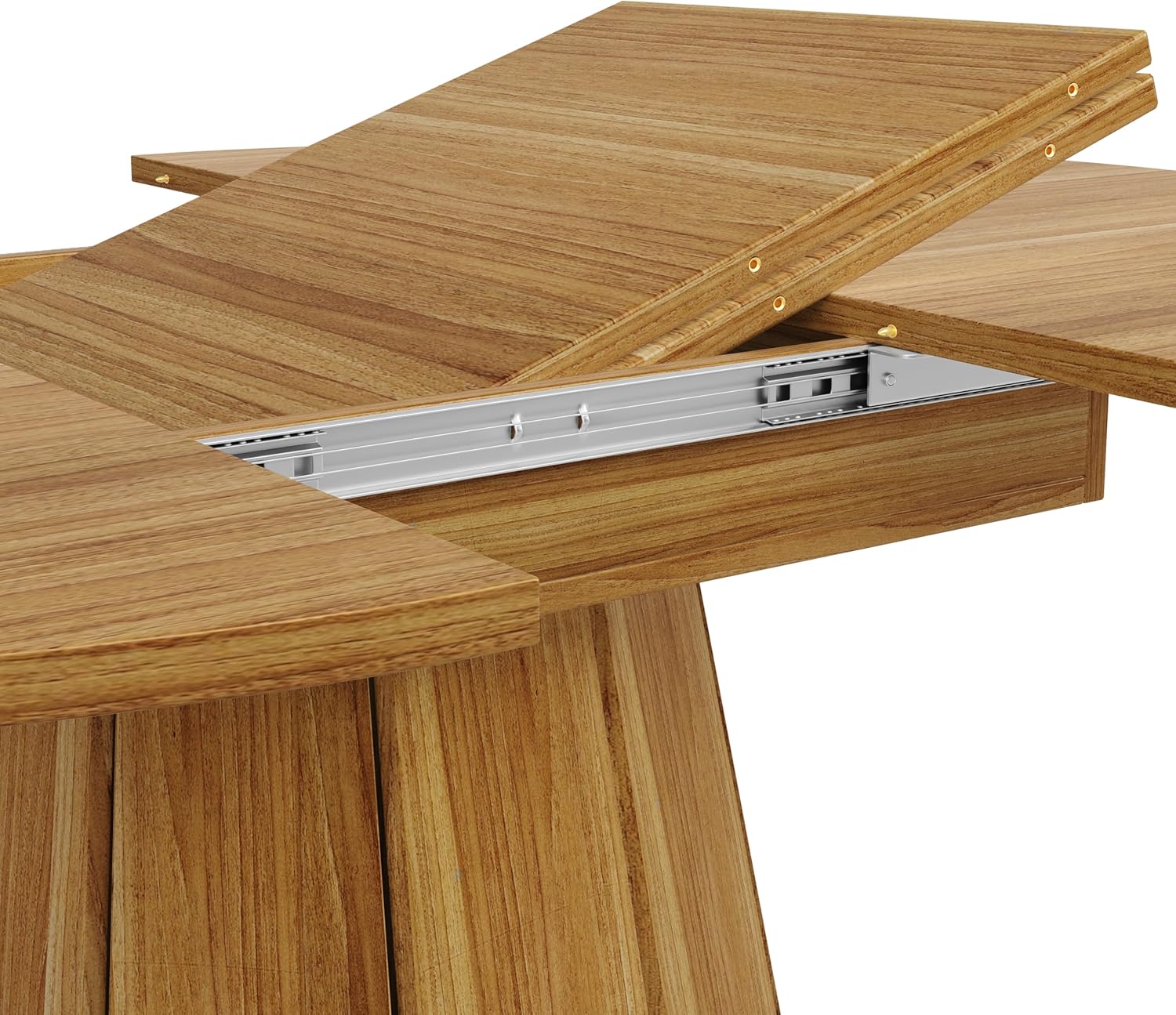 Runder Esstisch Ausziehbar Küchentisch für 4-6 Personen, Esszimmertische mit Blütenblattförmige Tischbeine, Tisch Esstisch Holz, Ausziehbar zu oval, Küchenmöbel, Braun, 118-158x118x76 cm