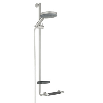 Tiger Boston comfort & safety doucheglijstang met greep links geborsteld RVS