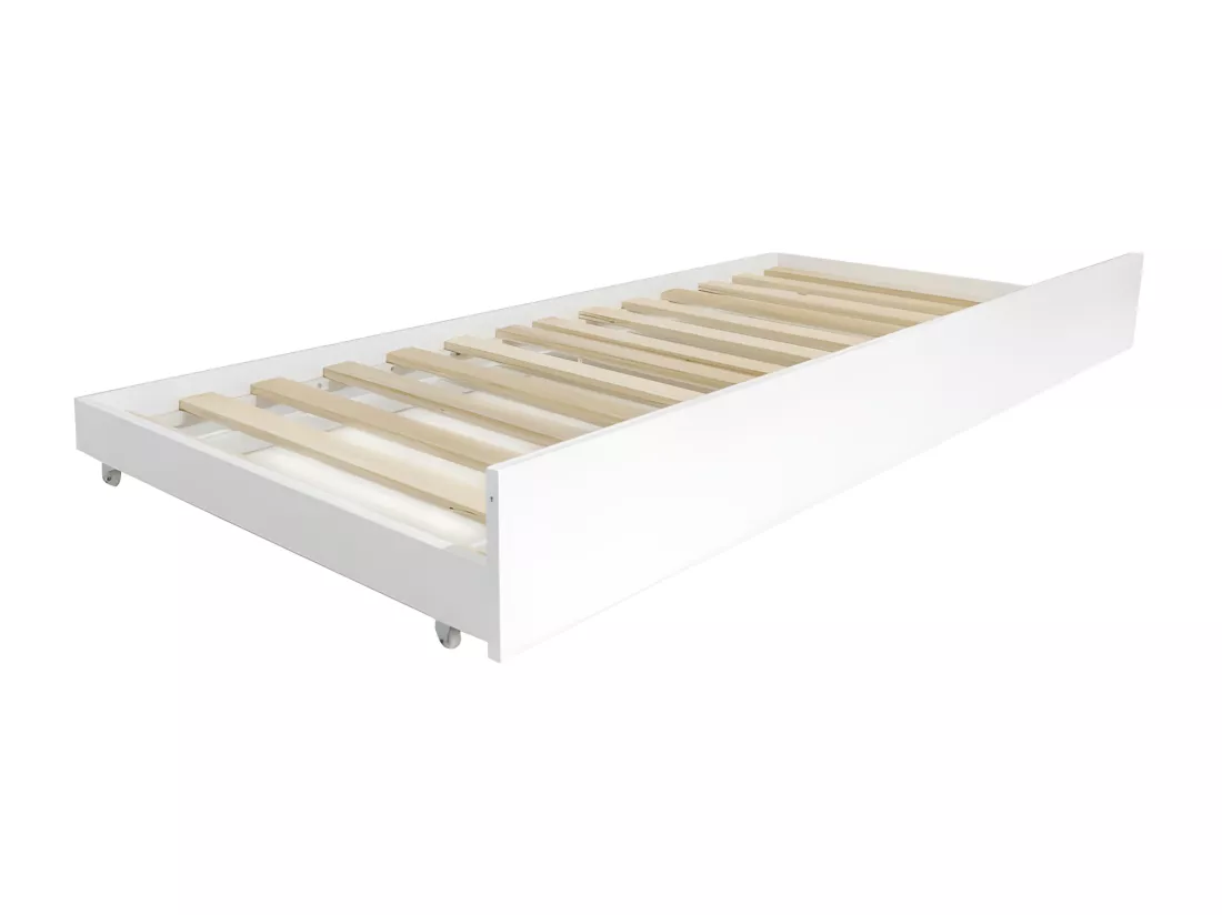 Lit superposé cabane + lit tiroir bois blanc 90x190/90x190cm
