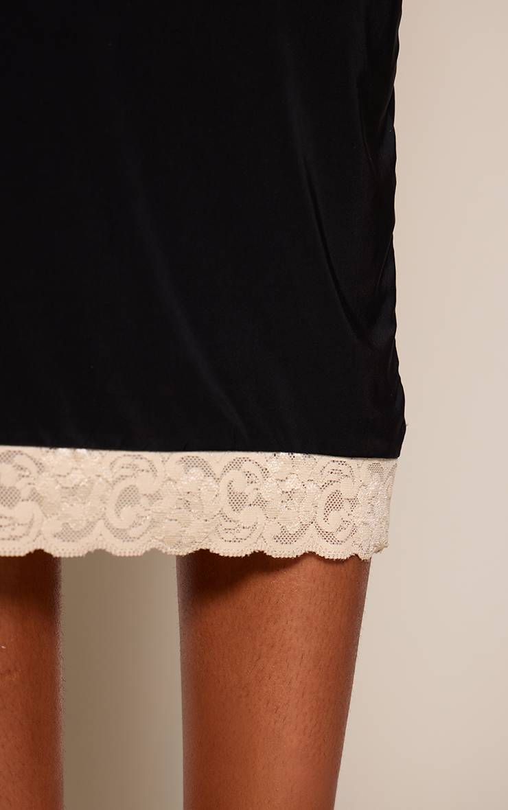 Noir Jupe Midi Moulante En Jersey Fluide Avec Finition Dentelle