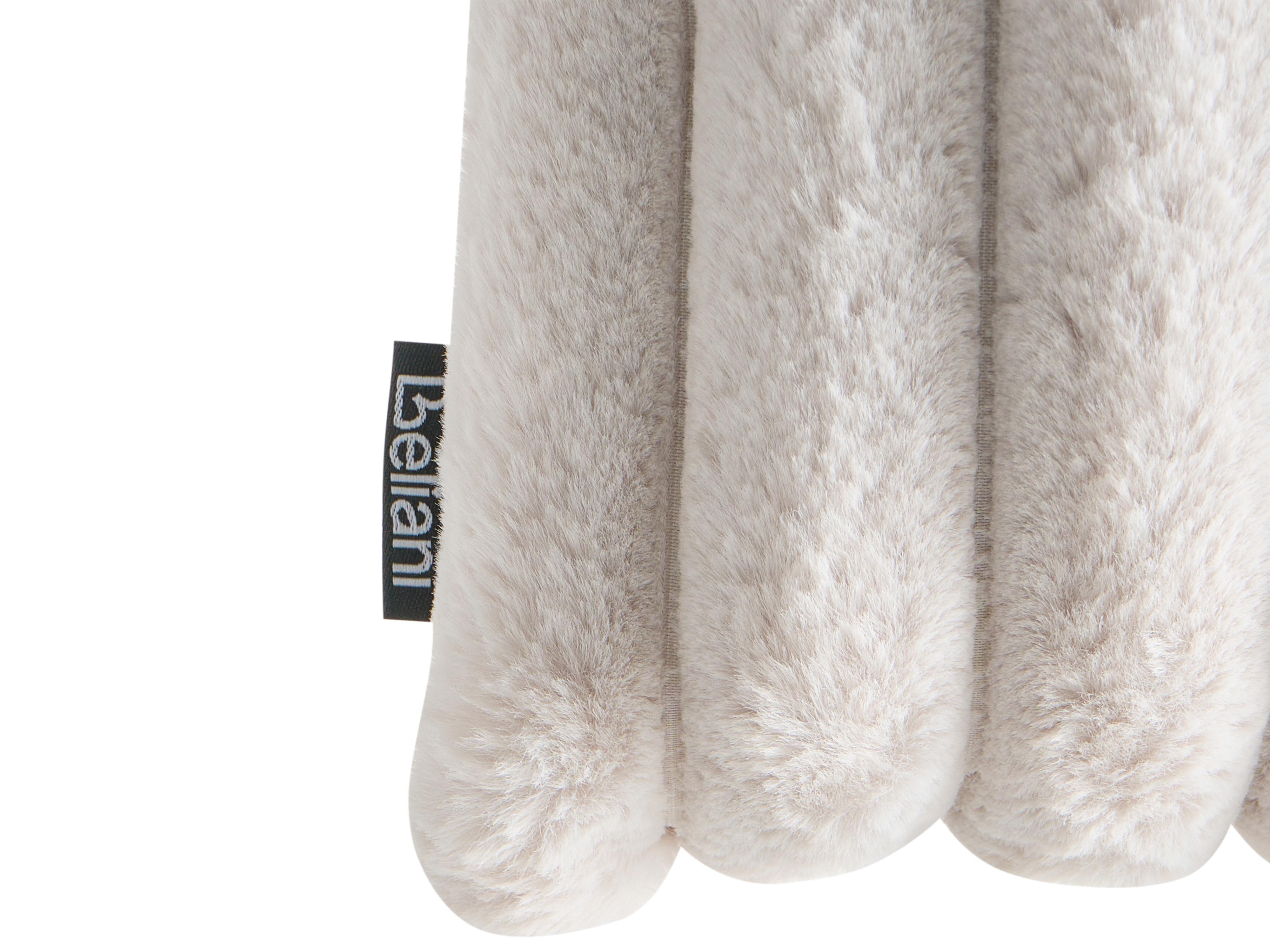 Set van 2 sierkussens RAKYA Nepbont 45 x 45 cm Lichtbeige gestreept